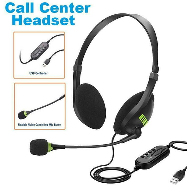 Office and Online Class USB Wired Headset with Microphone Memory Earmuffs for Home Wired Headset in-Line Control Noise Cancelling Mic